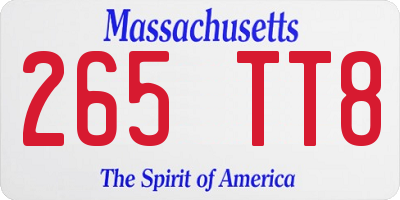 MA license plate 265TT8
