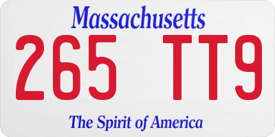 MA license plate 265TT9