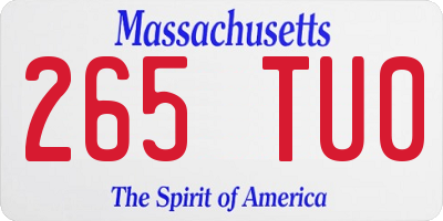 MA license plate 265TU0