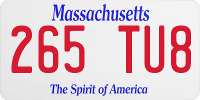 MA license plate 265TU8
