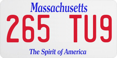 MA license plate 265TU9