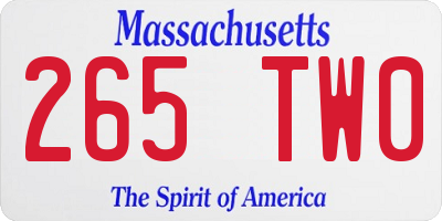 MA license plate 265TW0