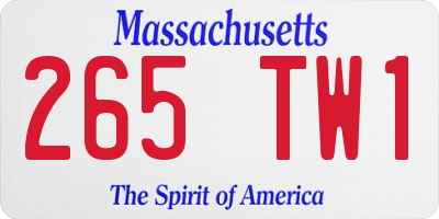 MA license plate 265TW1