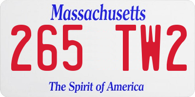 MA license plate 265TW2