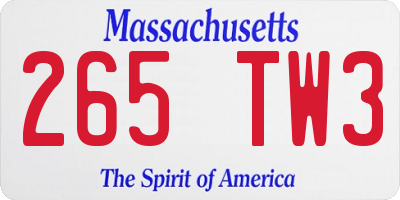 MA license plate 265TW3