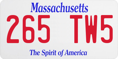 MA license plate 265TW5