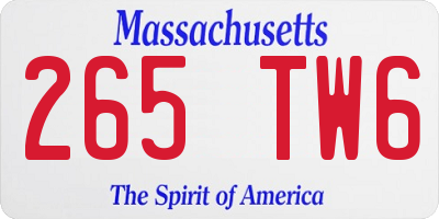 MA license plate 265TW6