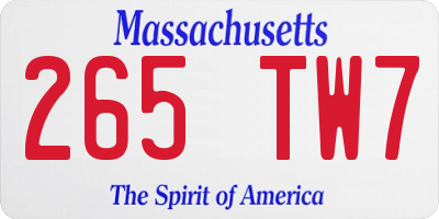 MA license plate 265TW7