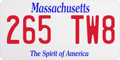 MA license plate 265TW8