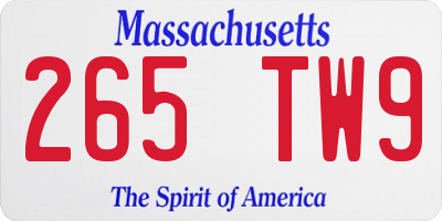 MA license plate 265TW9