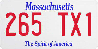 MA license plate 265TX1