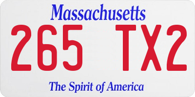 MA license plate 265TX2