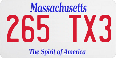MA license plate 265TX3