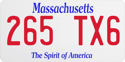 MA license plate 265TX6