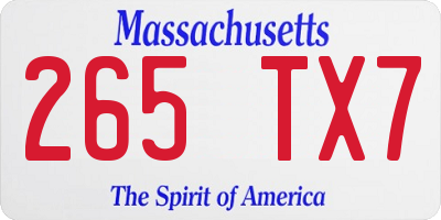 MA license plate 265TX7