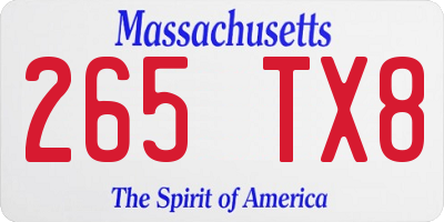 MA license plate 265TX8