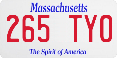 MA license plate 265TY0