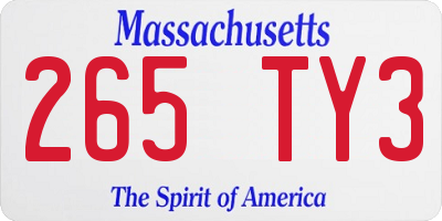 MA license plate 265TY3