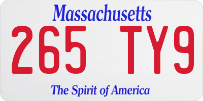 MA license plate 265TY9