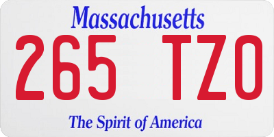 MA license plate 265TZ0