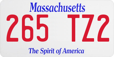 MA license plate 265TZ2