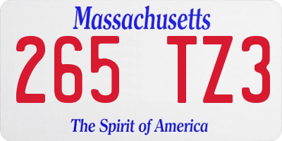 MA license plate 265TZ3