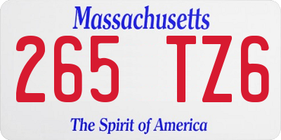 MA license plate 265TZ6