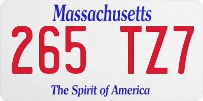 MA license plate 265TZ7