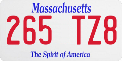 MA license plate 265TZ8