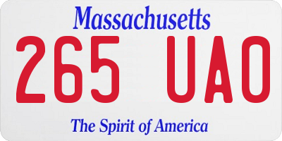 MA license plate 265UA0