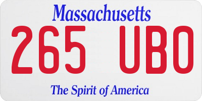 MA license plate 265UB0
