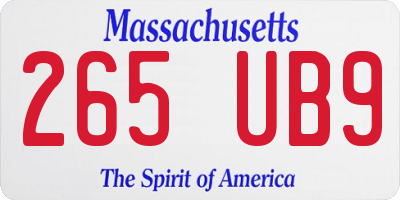 MA license plate 265UB9