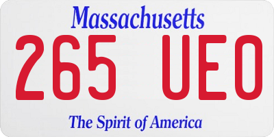 MA license plate 265UE0