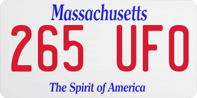 MA license plate 265UF0