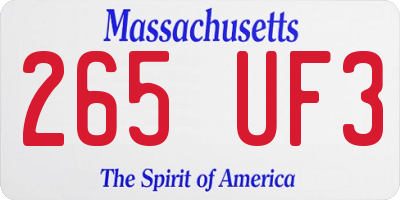 MA license plate 265UF3