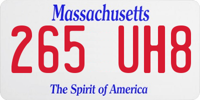 MA license plate 265UH8