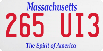 MA license plate 265UI3