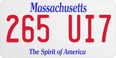 MA license plate 265UI7