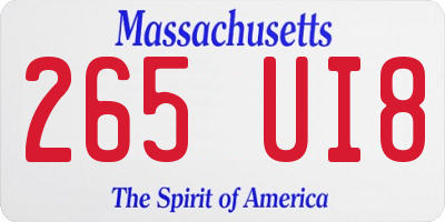 MA license plate 265UI8