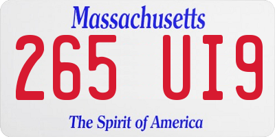 MA license plate 265UI9