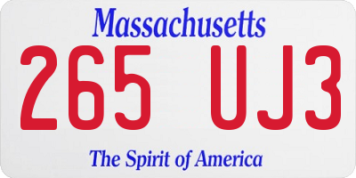 MA license plate 265UJ3