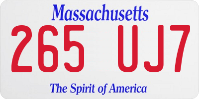 MA license plate 265UJ7