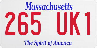 MA license plate 265UK1