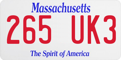 MA license plate 265UK3