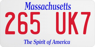 MA license plate 265UK7