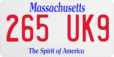 MA license plate 265UK9