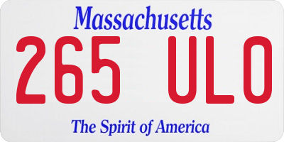 MA license plate 265UL0