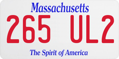 MA license plate 265UL2