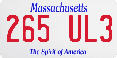 MA license plate 265UL3