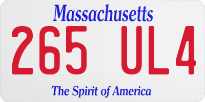 MA license plate 265UL4